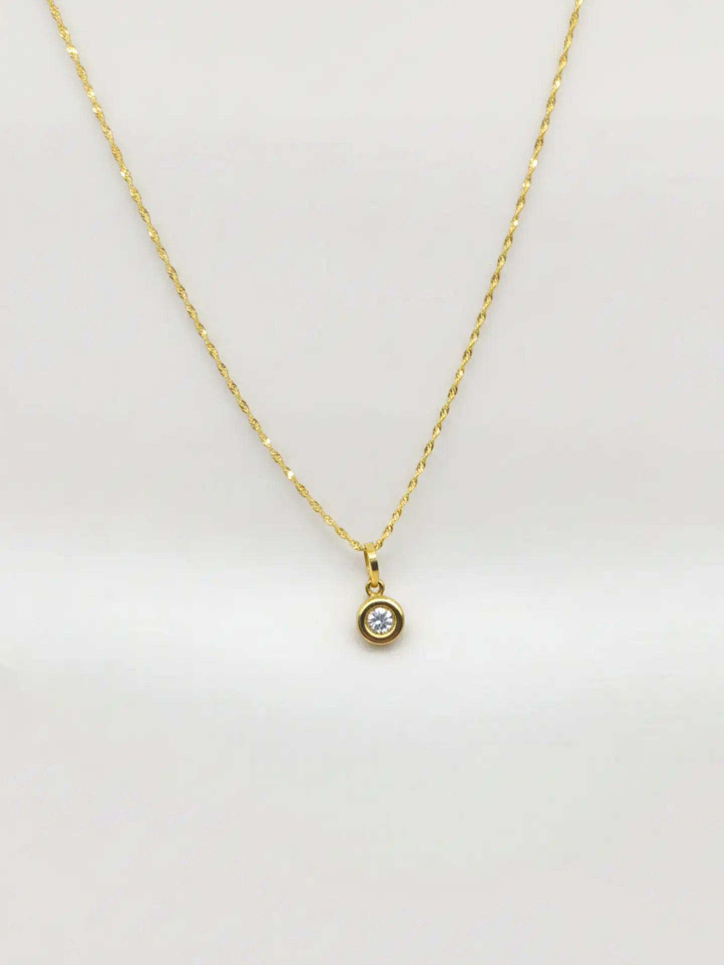 Cadena Singapur Punto de Luz Circón Oro 18k 1