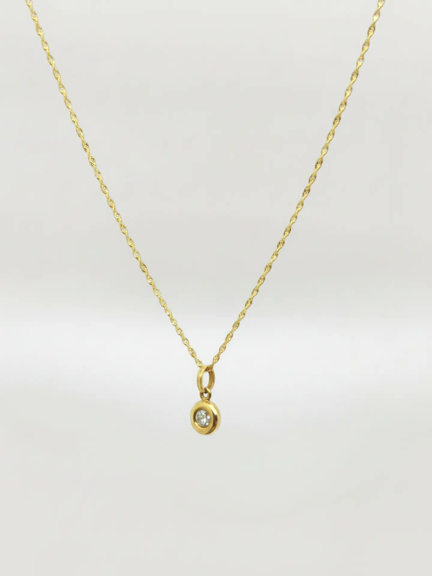 Cadena Singapur Punto de Luz Circón Oro 18k 2