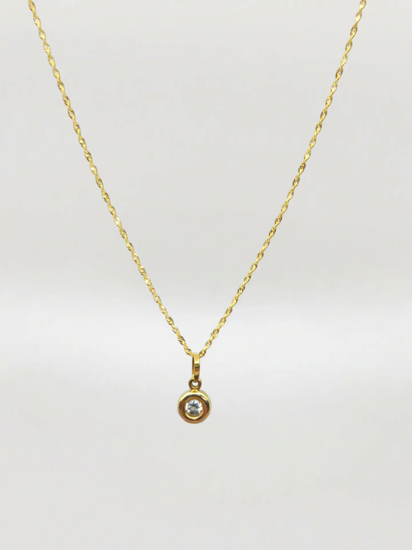 Cadena Singapur Punto de Luz Circón Oro 18k 3