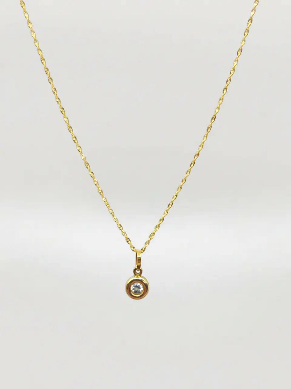 Cadena Singapur Punto de Luz Circón Oro 18k 3