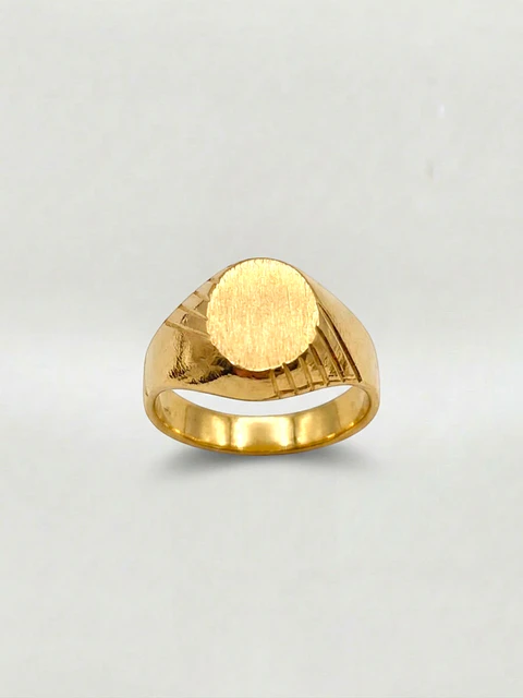 Anillo Sello Esculpido Artesanal Oro 18k