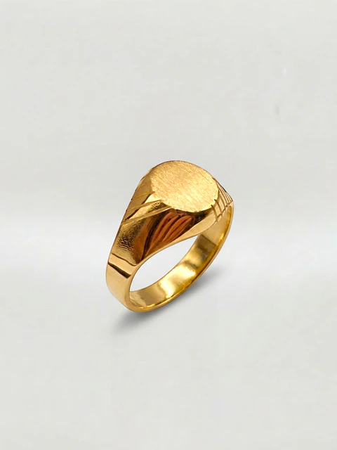 Anillo Sello Esculpido Artesanal Oro 18k