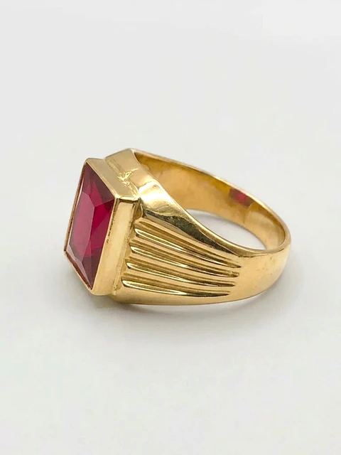Anillo Sello Rubí de Autoridad Oro 18k