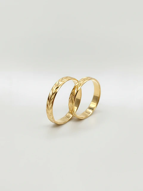Argollas Matrimonio Tallado Espiga 4 mm Oro 18k
