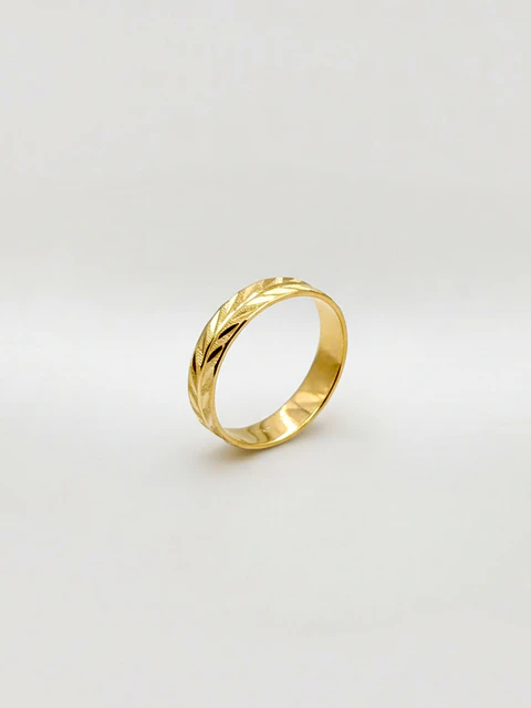 Argolla Individual Tallado Espiga Oro 18k