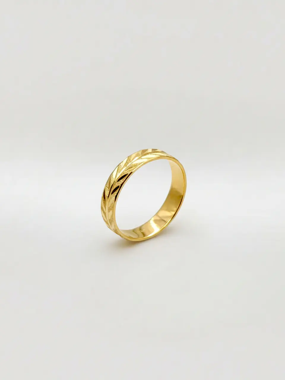 Argolla Individual Tallado Espiga Oro 18k 2