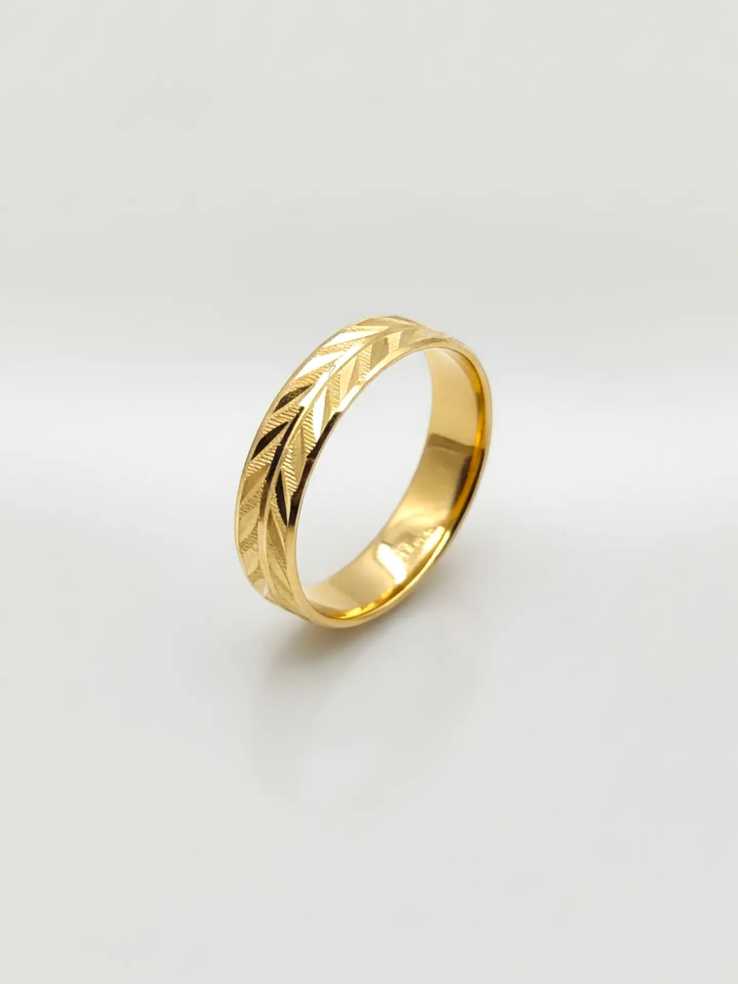 Argolla Individual Tallado Espiga Oro 18k 5