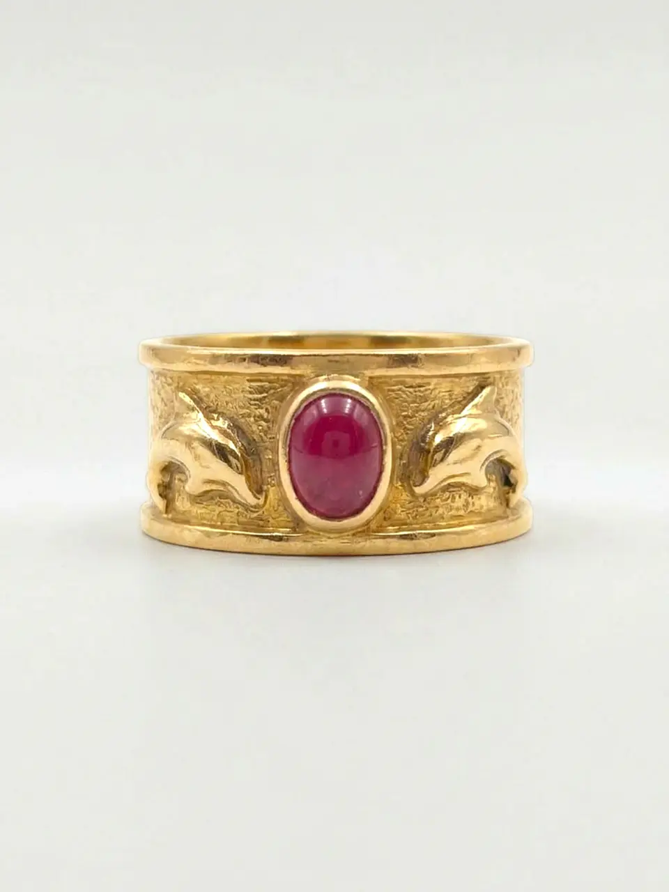 Anillo Delfines y Rubí de la Suerte Oro 18k 7