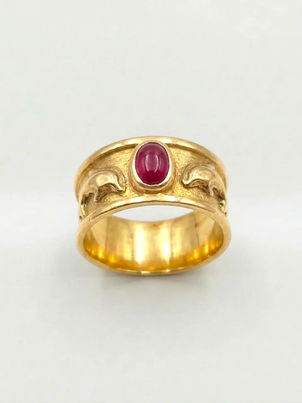 Anillo Delfines y Rubí de la Suerte Oro 18k 8