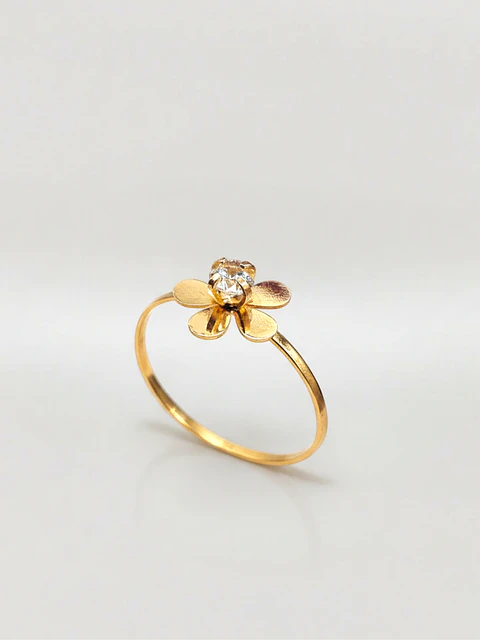 Anillo Flor de Mayo con Circón Oro 18k