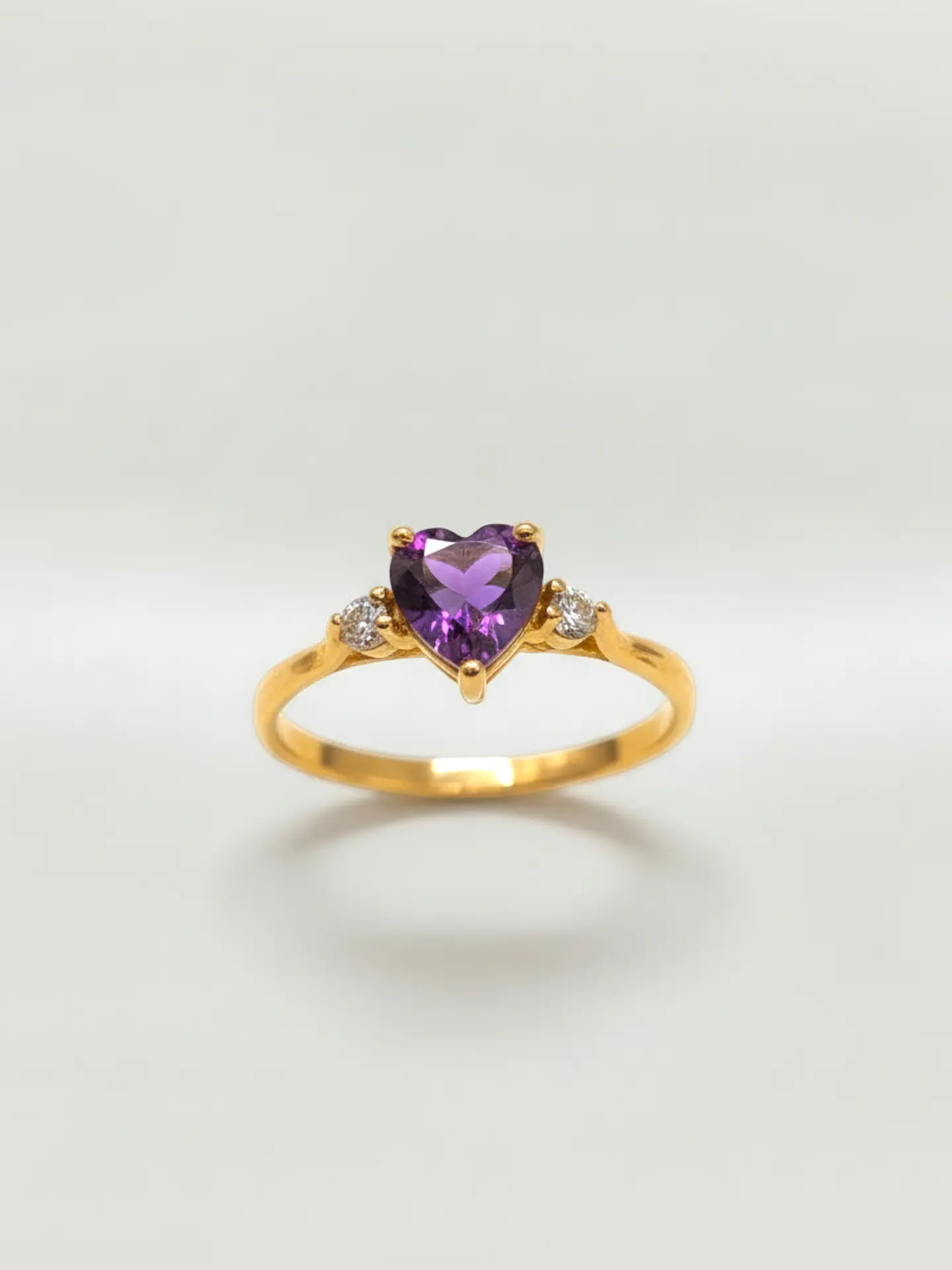 Anillo Princesa Corazón de Amatista Oro 18k 3