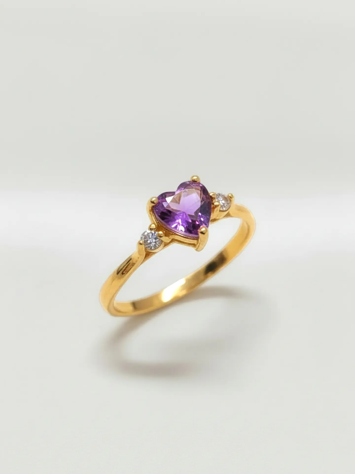 Anillo Princesa Corazón de Amatista Oro 18k 4