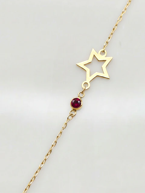 Pulsera Estrella Rubí Fulgor Oro 18k