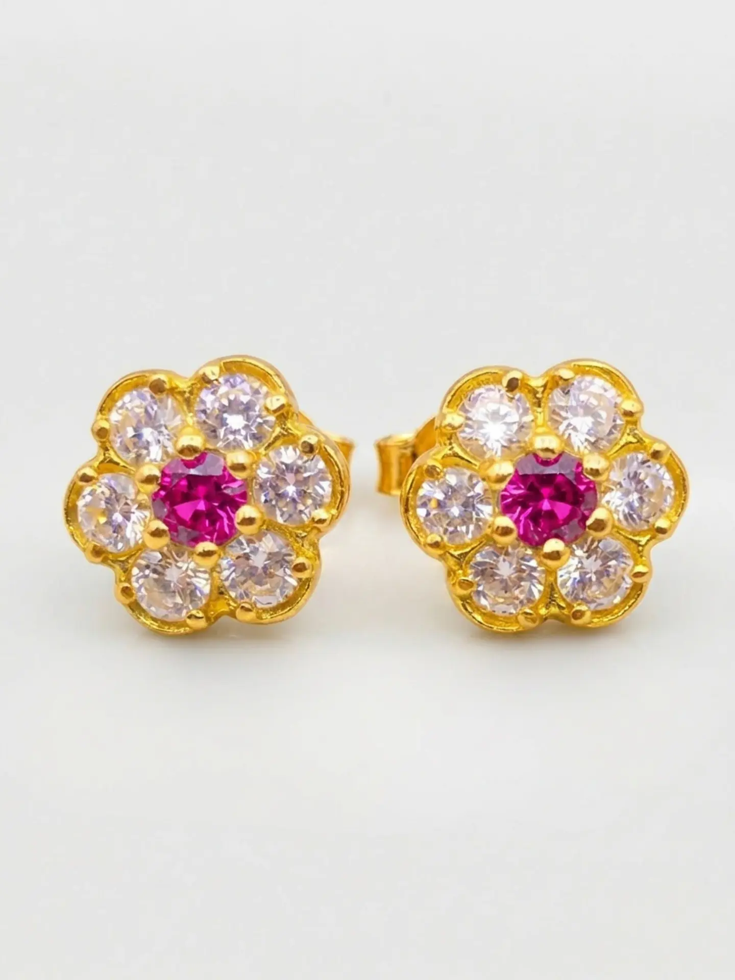 Aros Roseta Rosa de Francia Grande Oro 18k 1