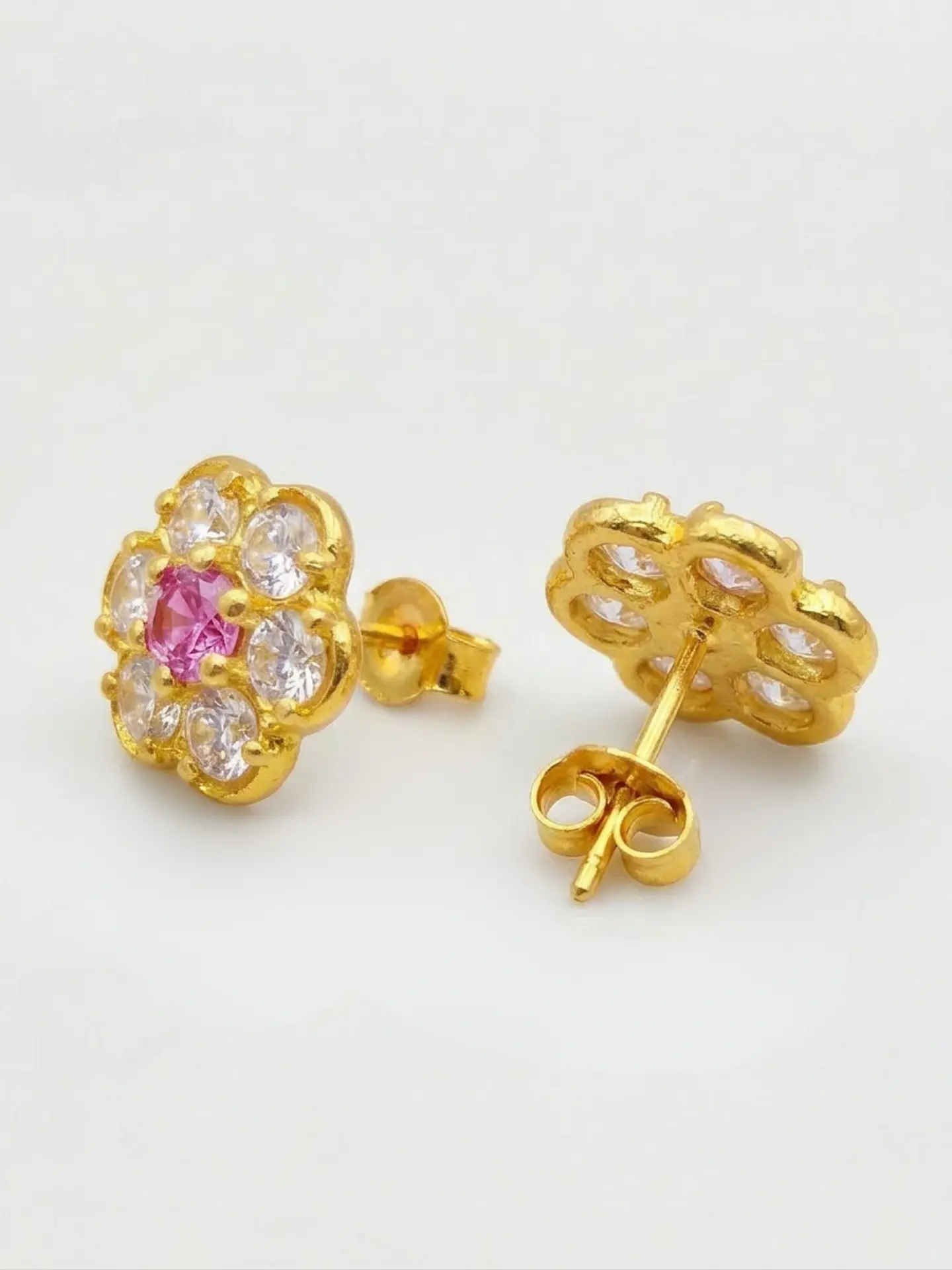 Aros Roseta Rosa de Francia Grande Oro 18k 2