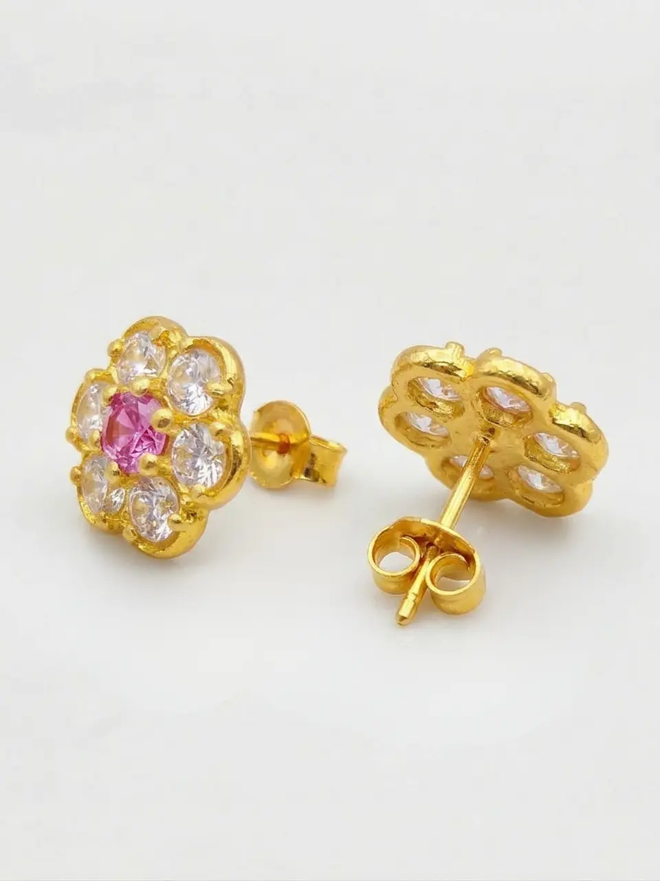 Aros Roseta Rosa de Francia Grande Oro 18k 2