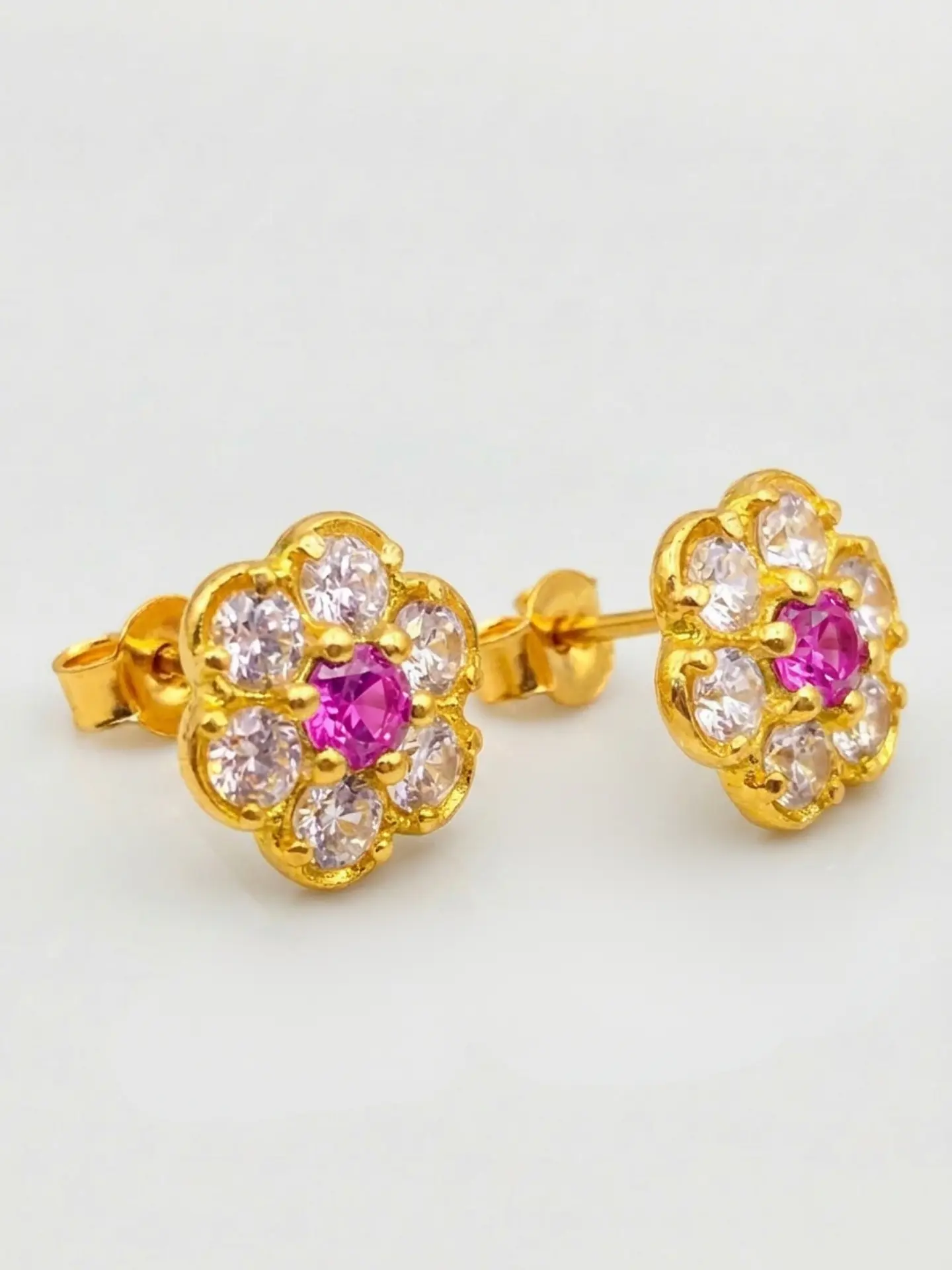 Aros Roseta Rosa de Francia Grande Oro 18k 6