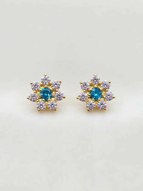 Aros Roseta Aguamarina Grande Oro 18k