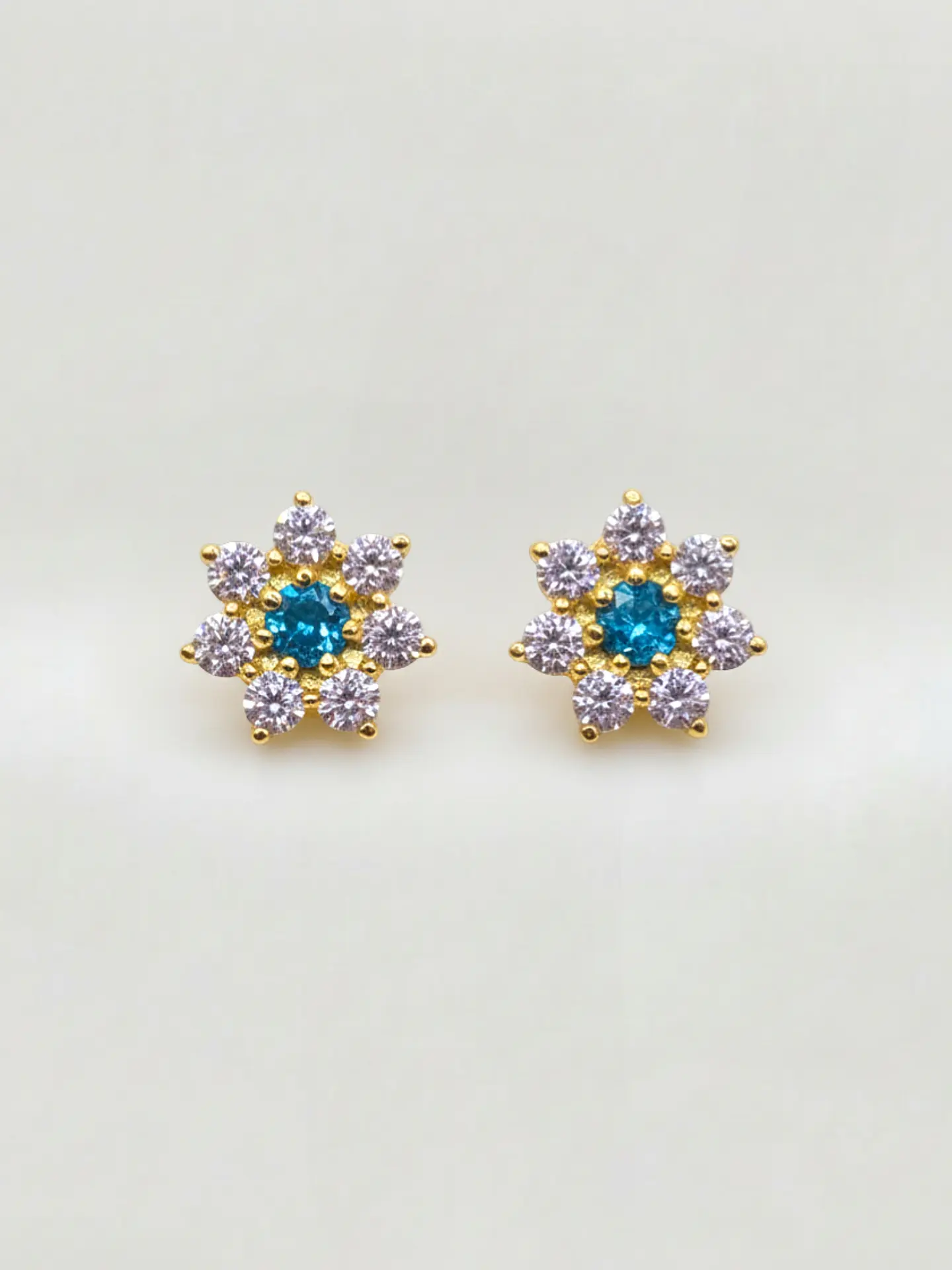 Aros Roseta Aguamarina Grande Oro 18k 1