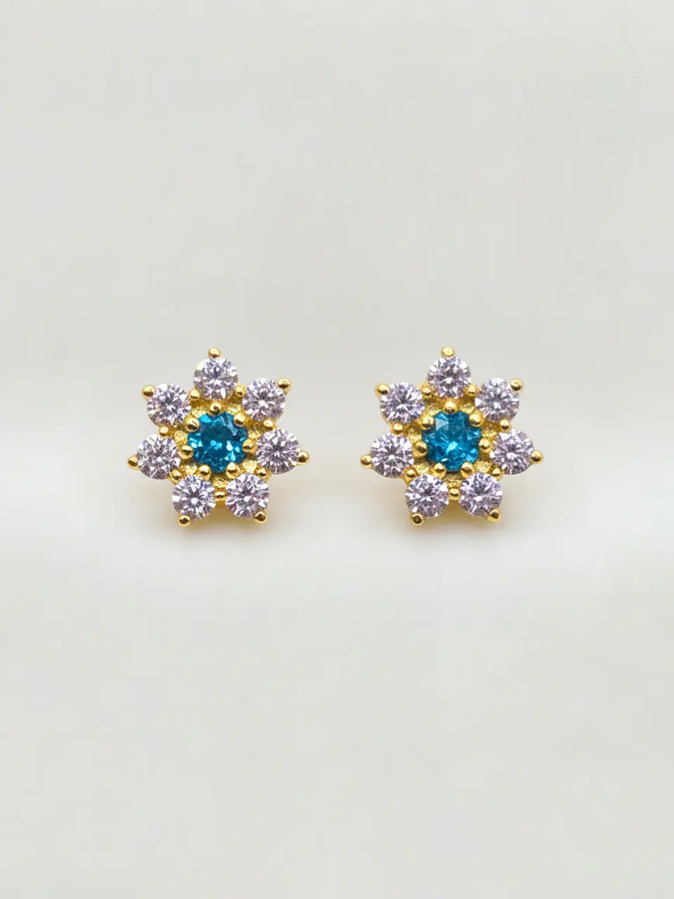 Aros Roseta Aguamarina Grande Oro 18k 1