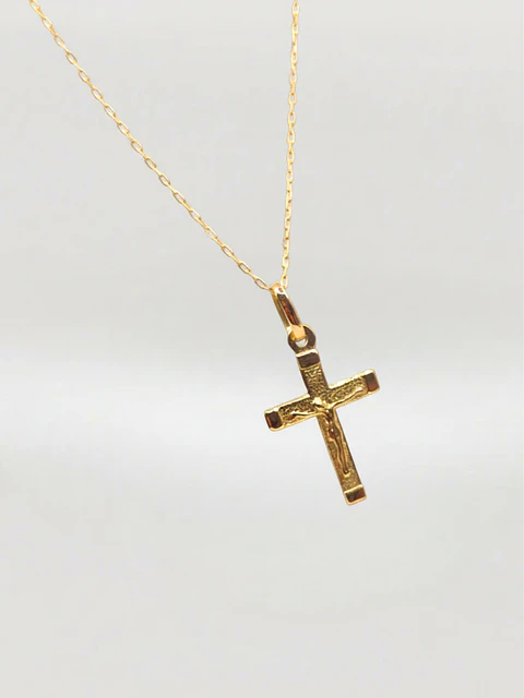 Cadena Fe Sagrada con Cristo Oro 18k