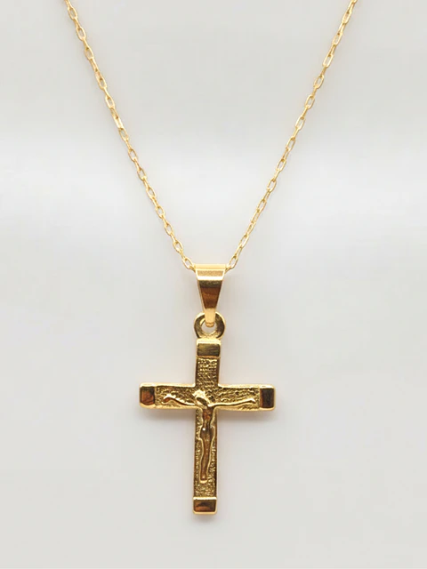 Cadena Fe Sagrada con Cristo Oro 18k