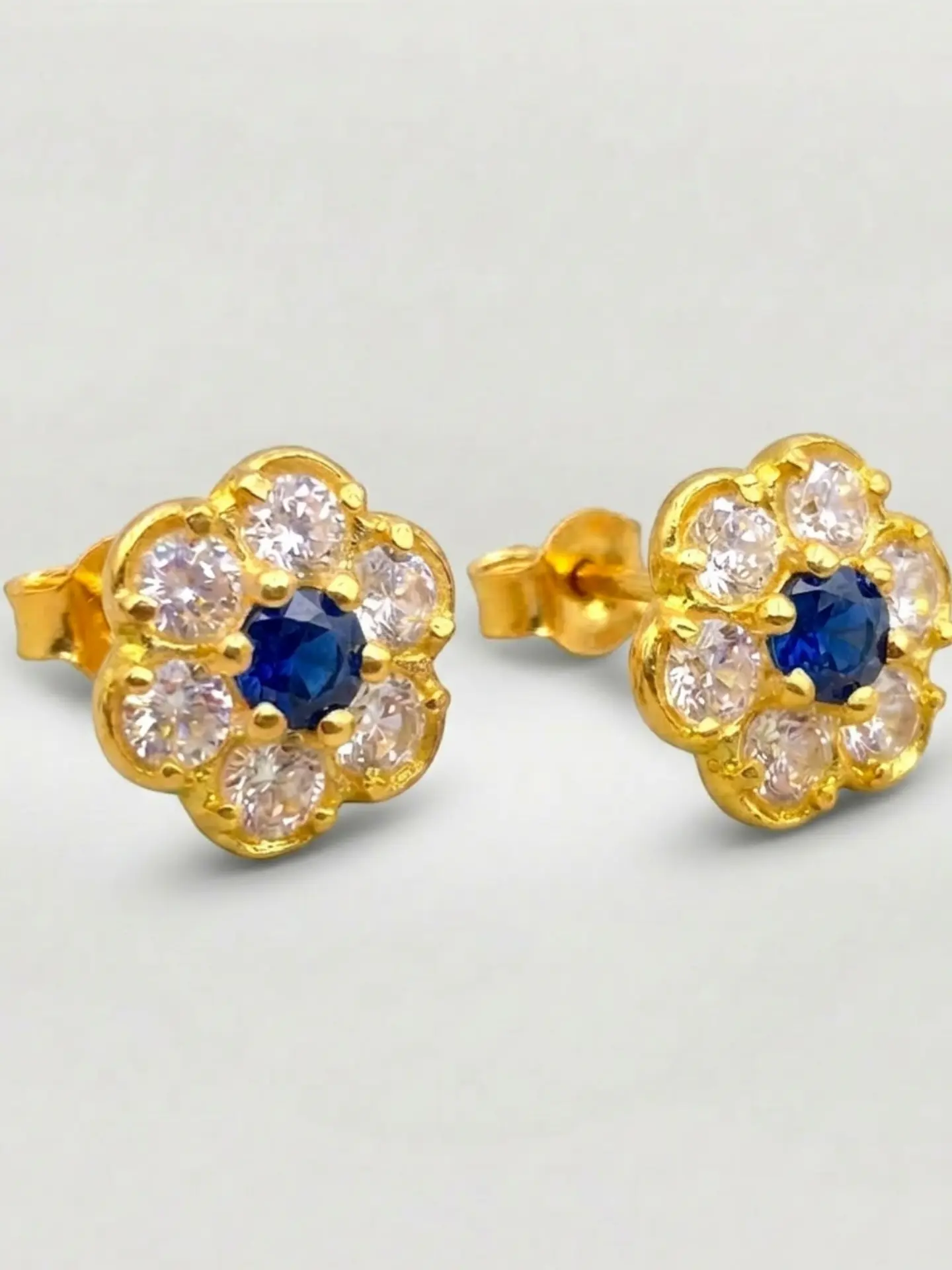 Aros Roseta Zafiro Real Grande Oro 18k 4