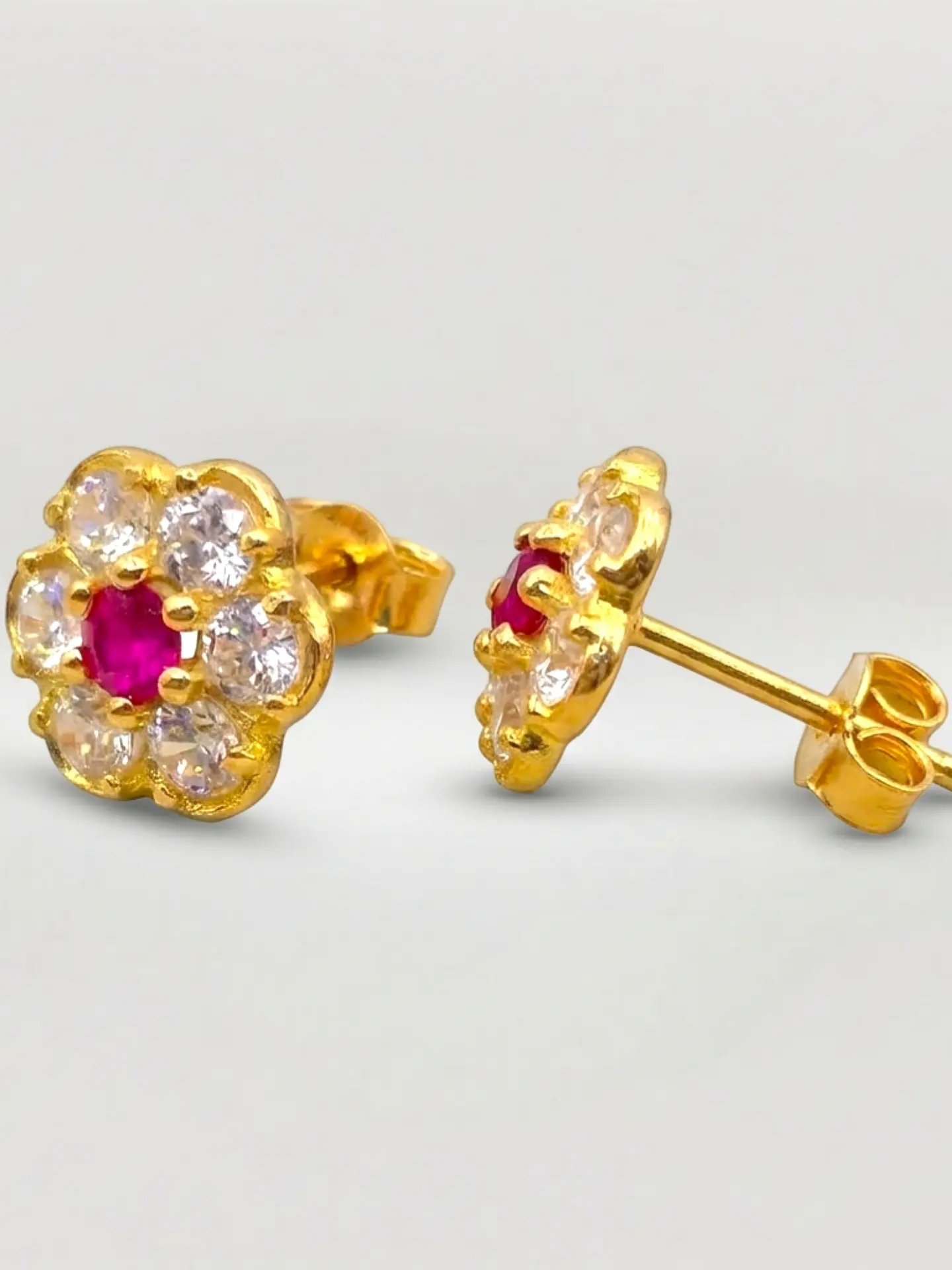 Aros Roseta Rubí Pasión Grande Oro 18k 4