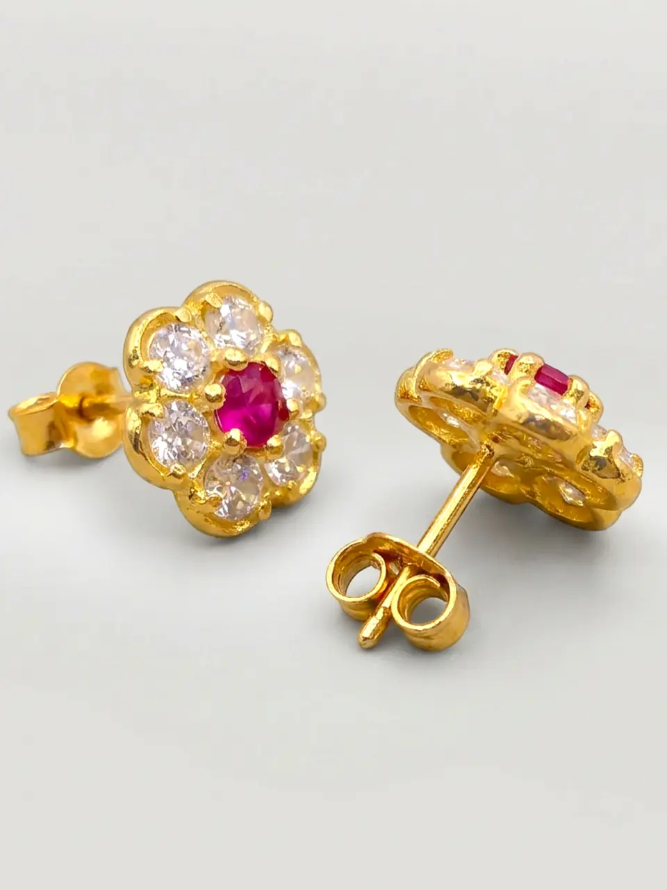 Aros Roseta Rubí Pasión Grande Oro 18k 5