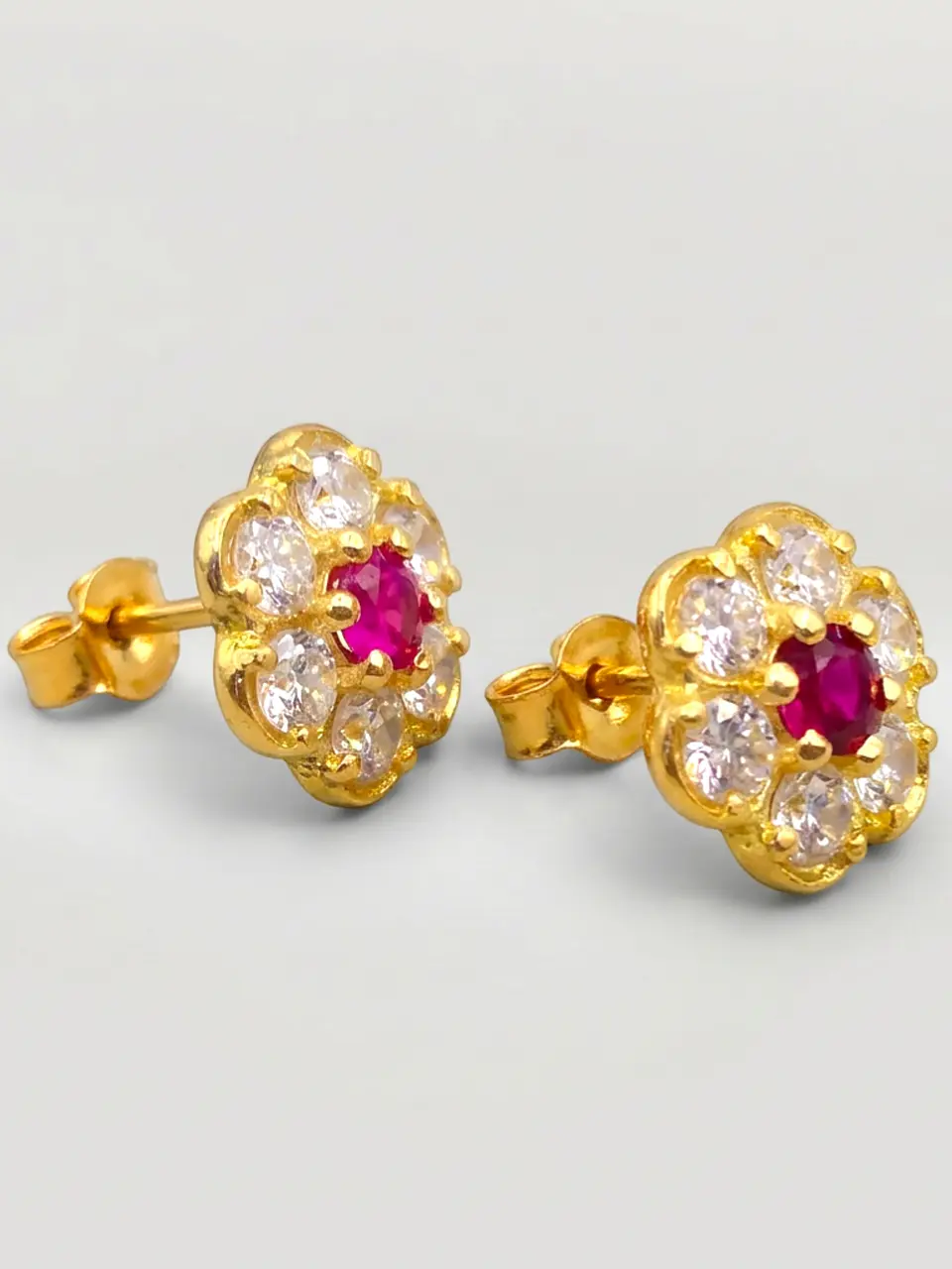 Aros Roseta Rubí Pasión Grande Oro 18k 6