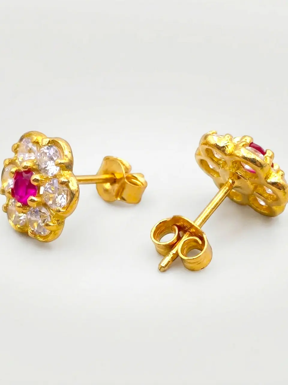 Aros Roseta Rubí Pasión Grande Oro 18k 7