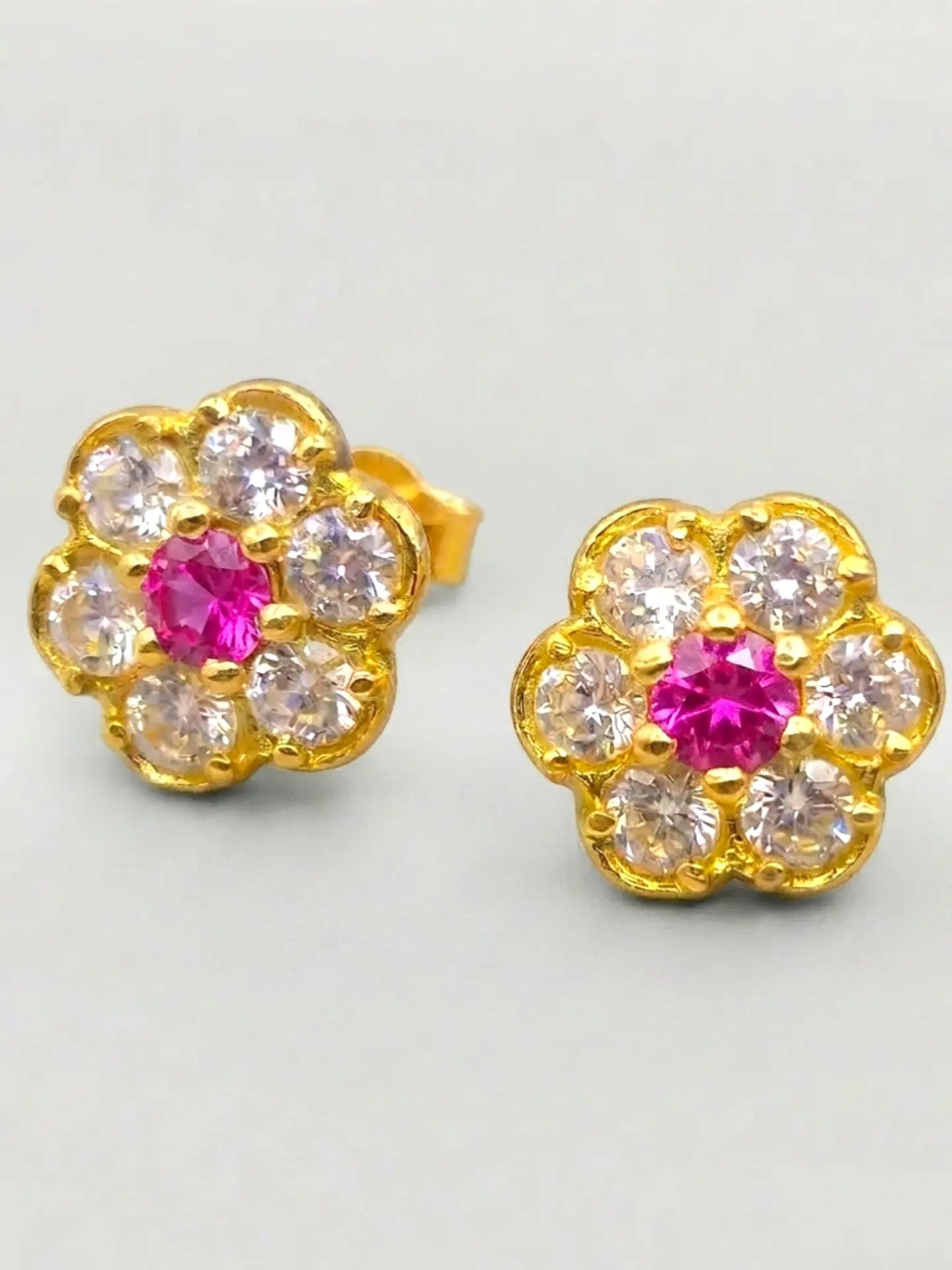 Aros Roseta Rubí Pasión Grande Oro 18k 8