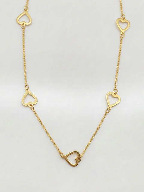 Cadena Gargantilla Corazones Ajustable Oro 18k