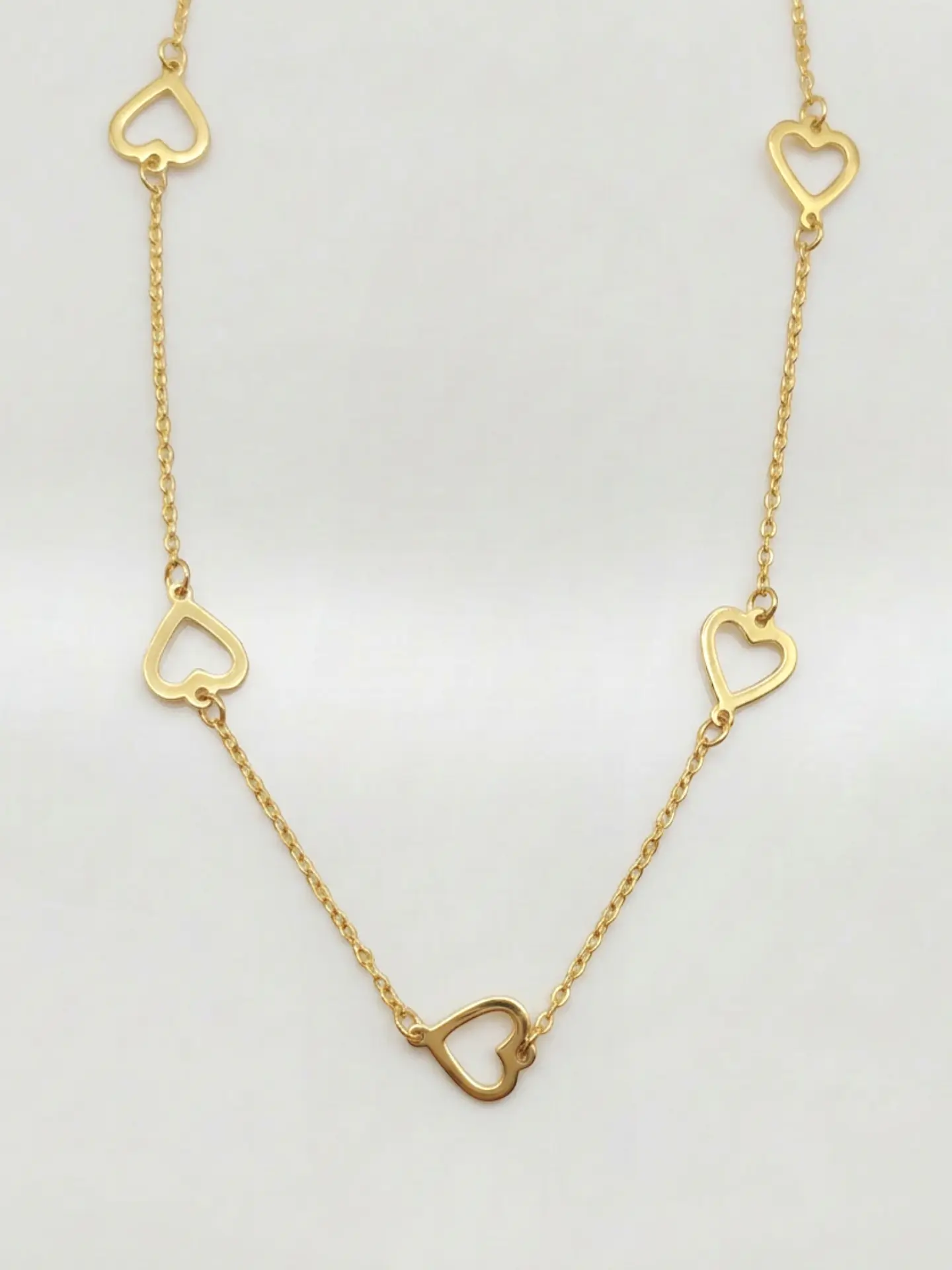 Cadena Gargantilla Corazones Ajustable Oro 18k 1