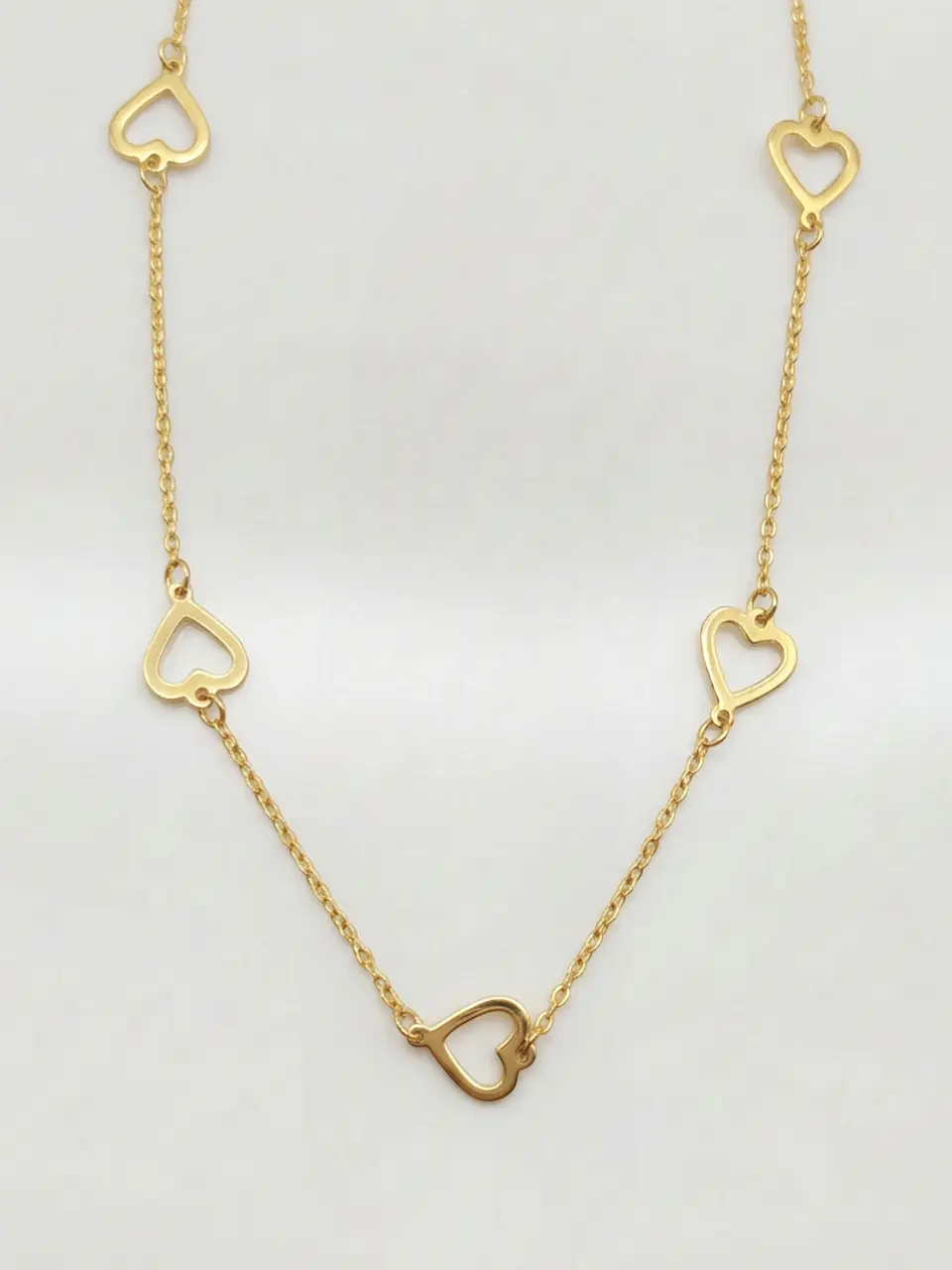 Cadena Gargantilla Corazones Ajustable Oro 18k 1