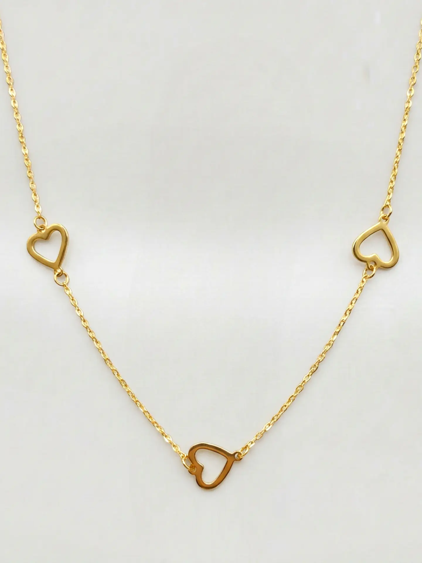 Cadena Gargantilla Corazones Ajustable Oro 18k 2