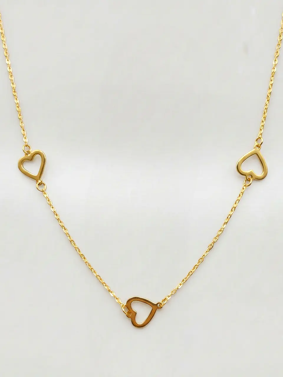 Cadena Gargantilla Corazones Ajustable Oro 18k 2