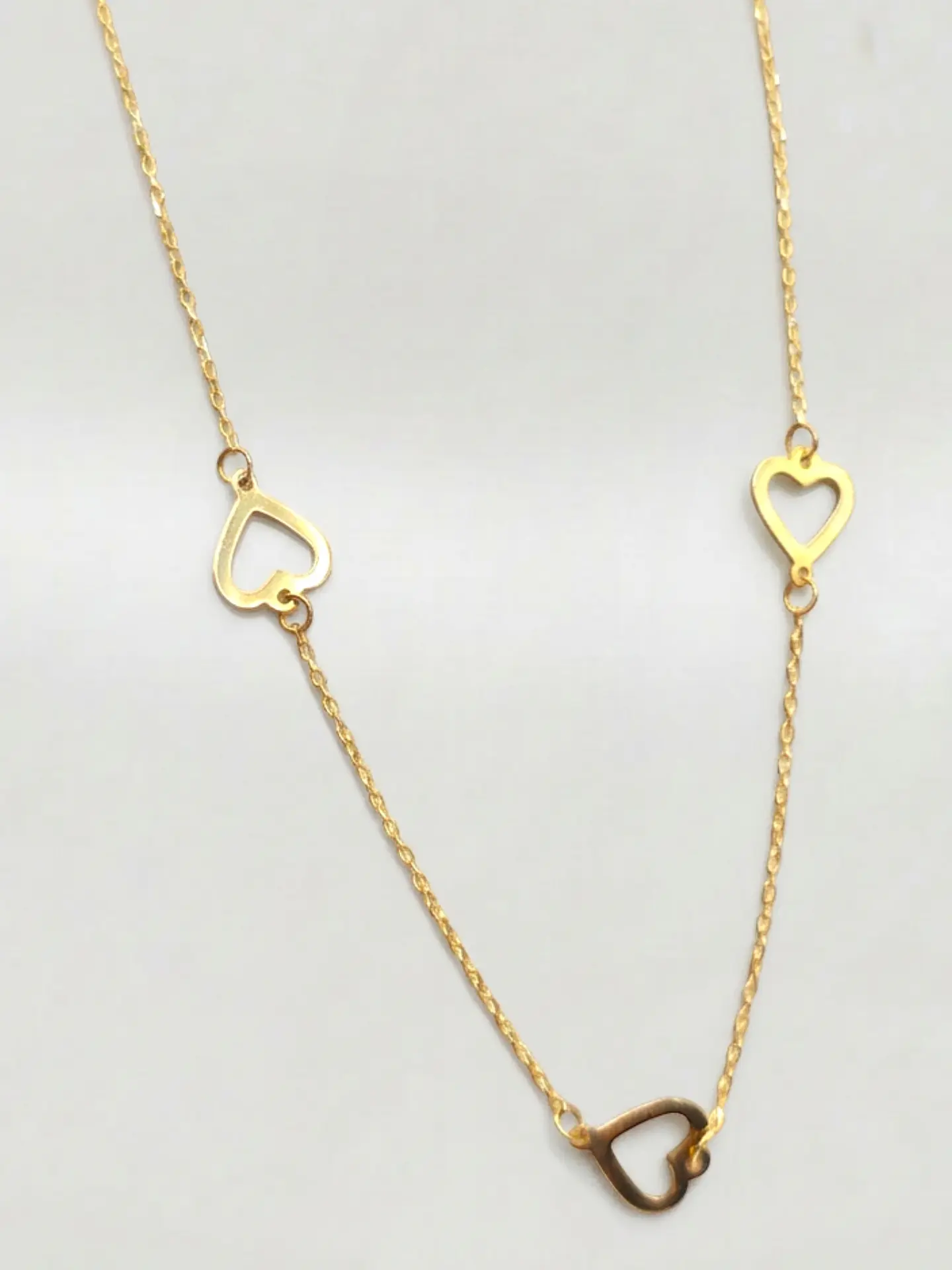 Cadena Gargantilla Corazones Ajustable Oro 18k 3