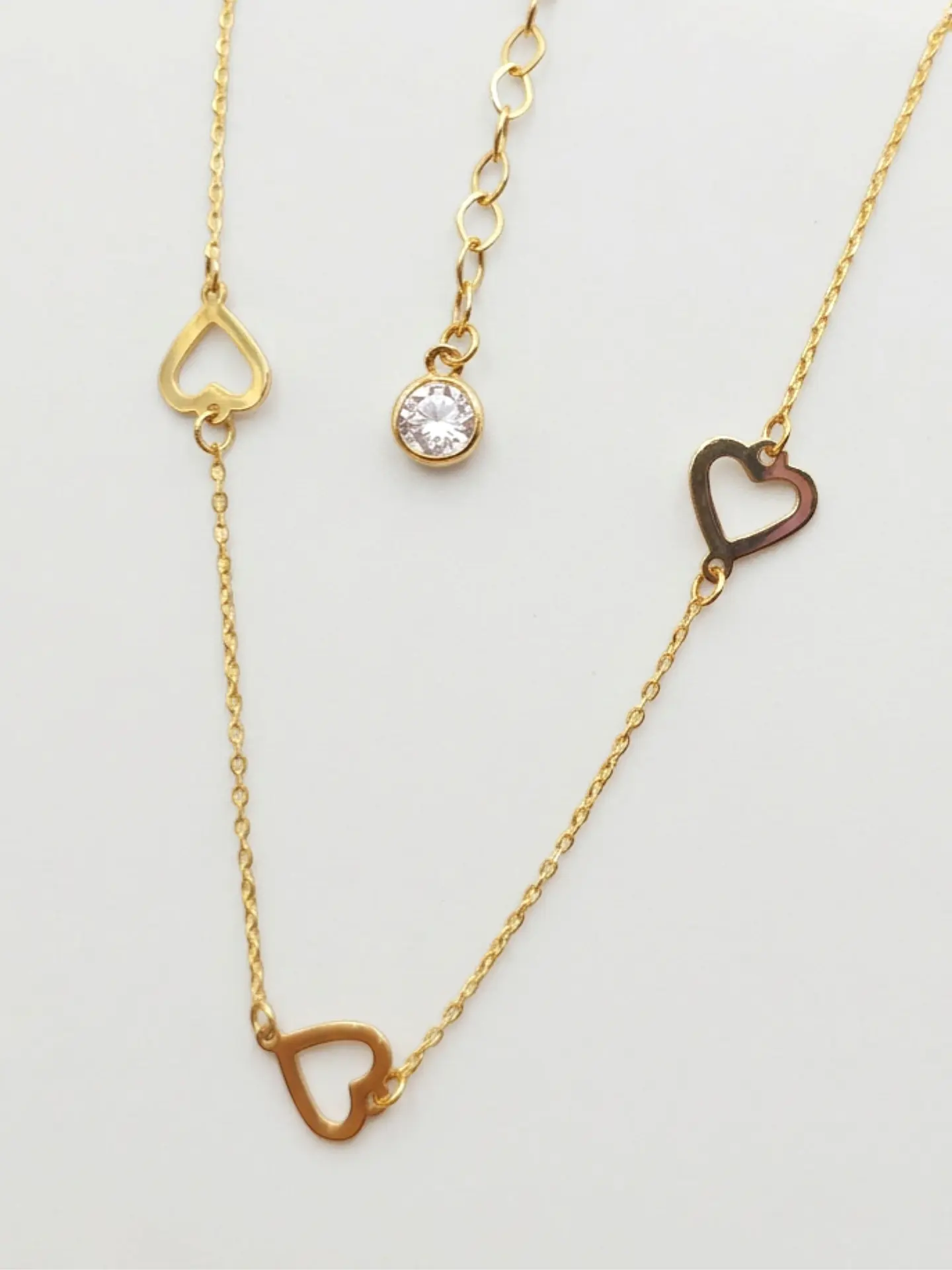 Cadena Gargantilla Corazones Ajustable Oro 18k 4