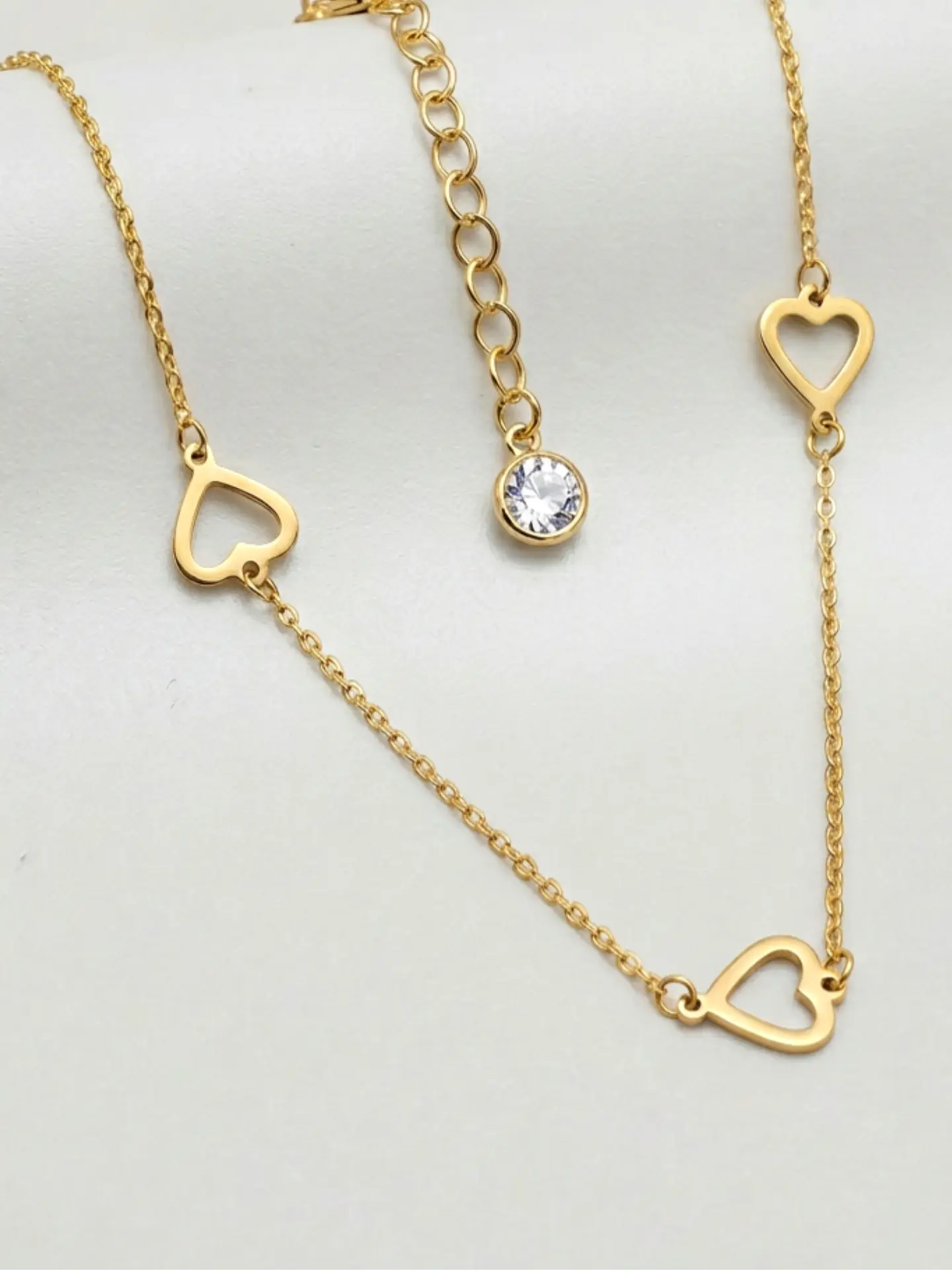 Cadena Gargantilla Corazones Ajustable Oro 18k 5