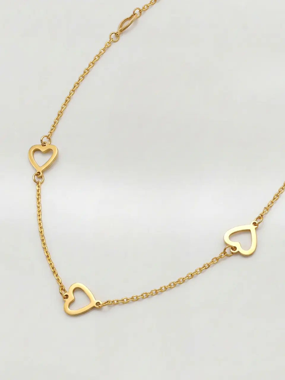 Cadena Gargantilla Corazones Ajustable Oro 18k 6
