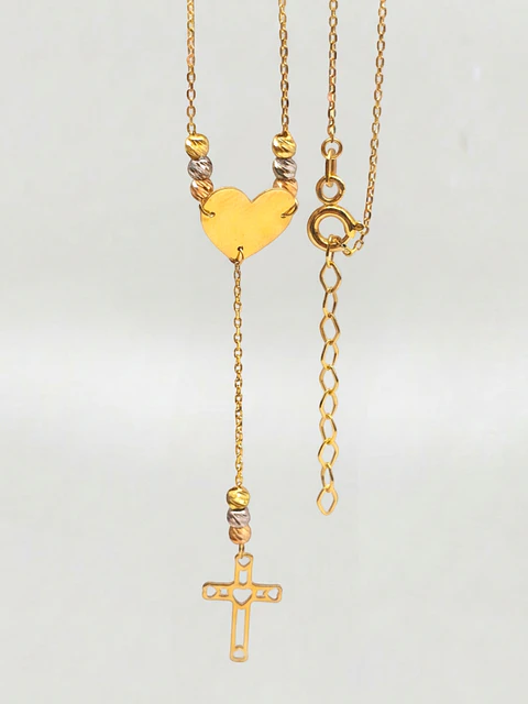 Cadena Gargantilla Fe y Amor Bicolor Oro 18k