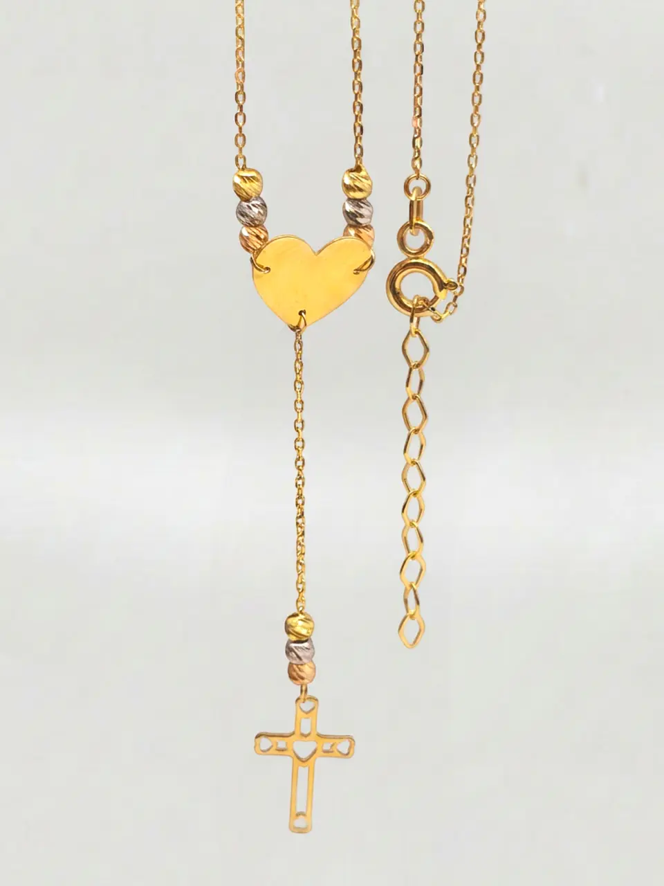 Cadena Gargantilla Fe y Amor Bicolor Oro 18k 1