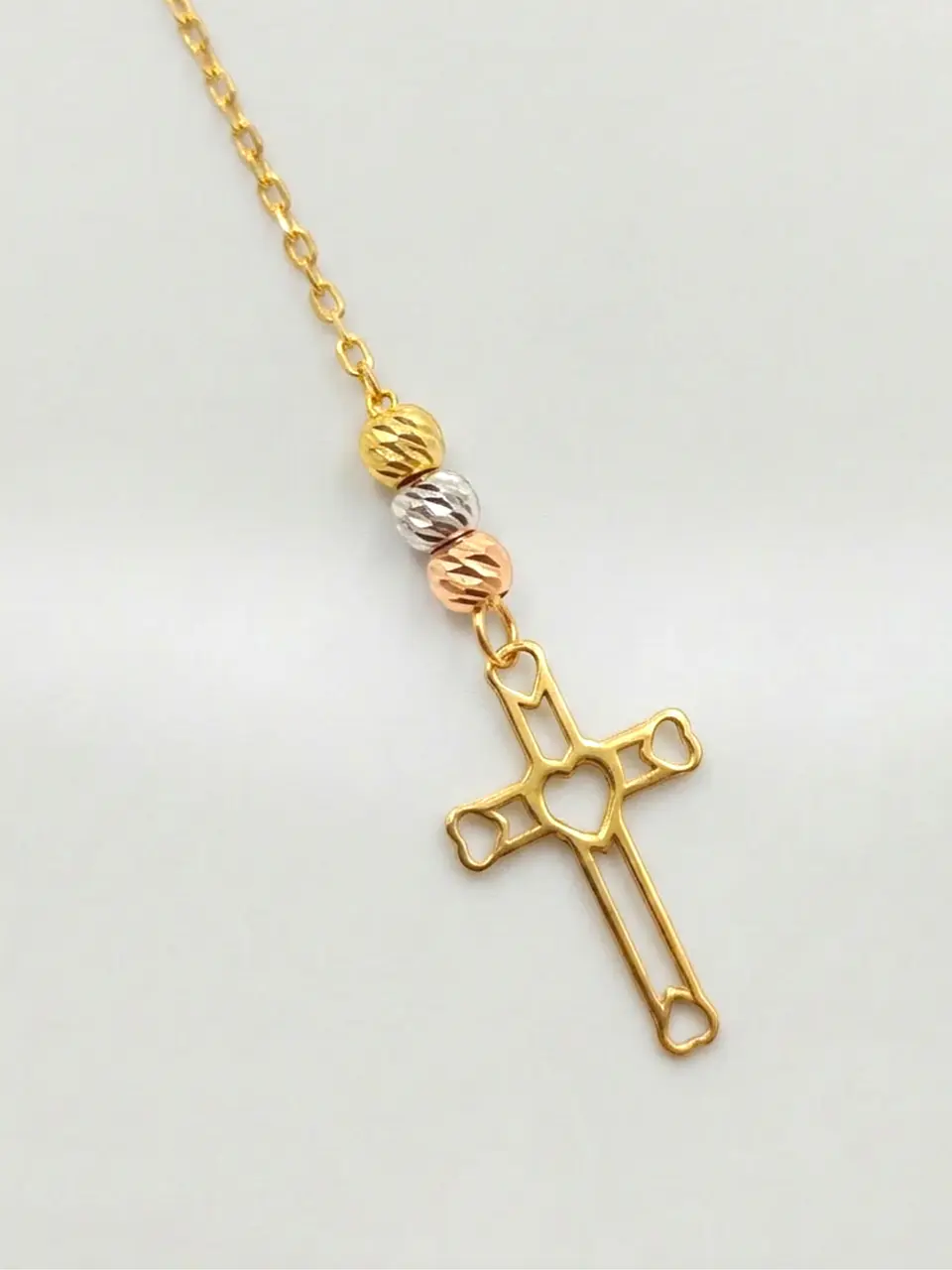 Cadena Gargantilla Fe y Amor Bicolor Oro 18k 2