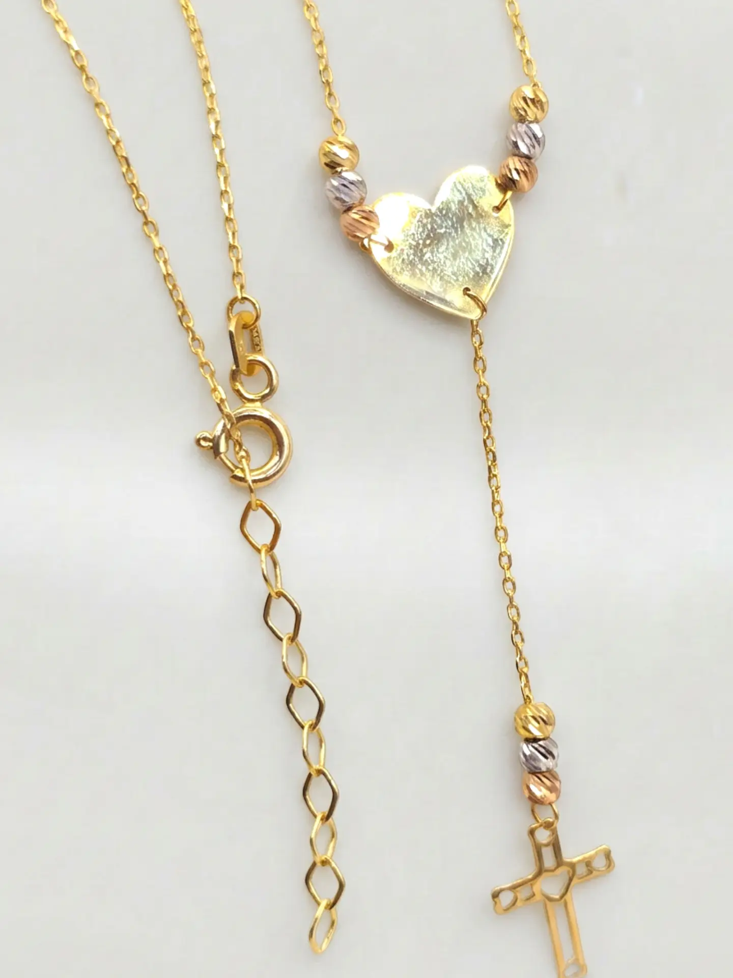 Cadena Gargantilla Fe y Amor Bicolor Oro 18k 5