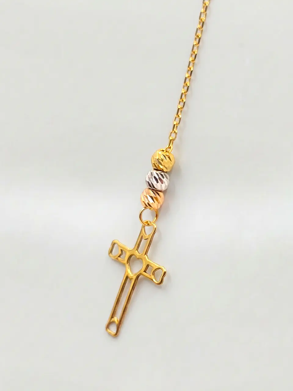 Cadena Gargantilla Fe y Amor Bicolor Oro 18k 6