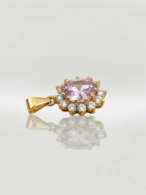 Colgante Reina Rosa de Francia y Circones Oro 18k
