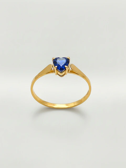 Anillo Chatón Corazón de Zafiro Oro 18k