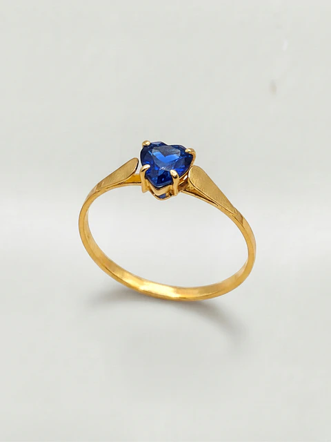 Anillo Chatón Corazón de Zafiro Oro 18k