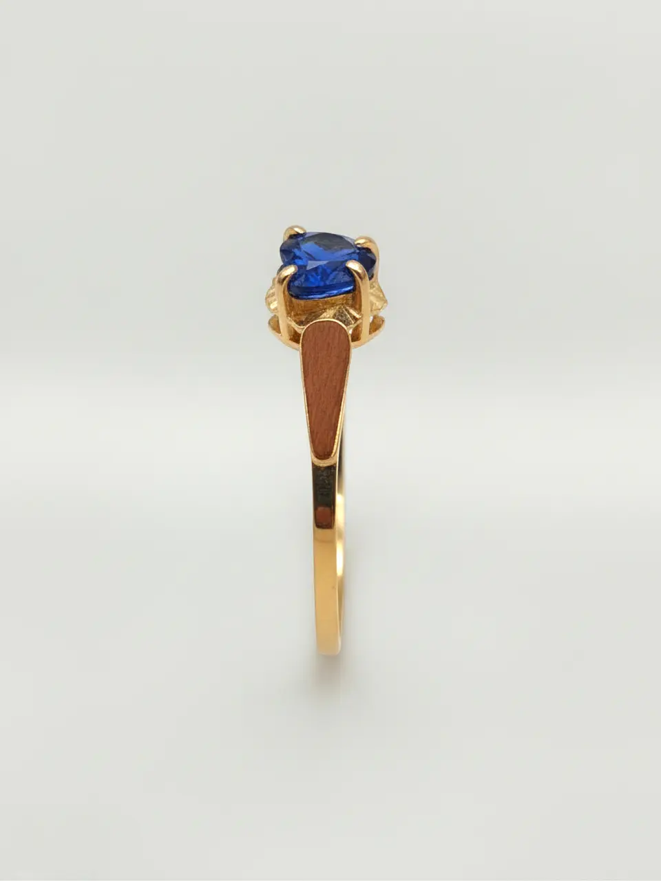 Anillo Chatón Corazón de Zafiro Oro 18k 4